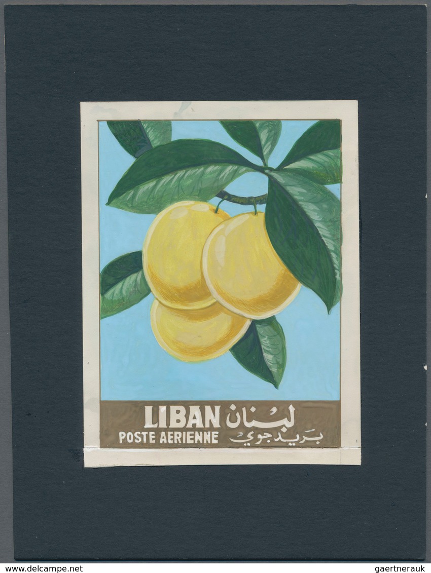 Thematik: Flora-Obst + Früchte / Flora-fruits: 1962, Libanon, Issue Fruit, Artist Drawing(102x144) P - Fruit