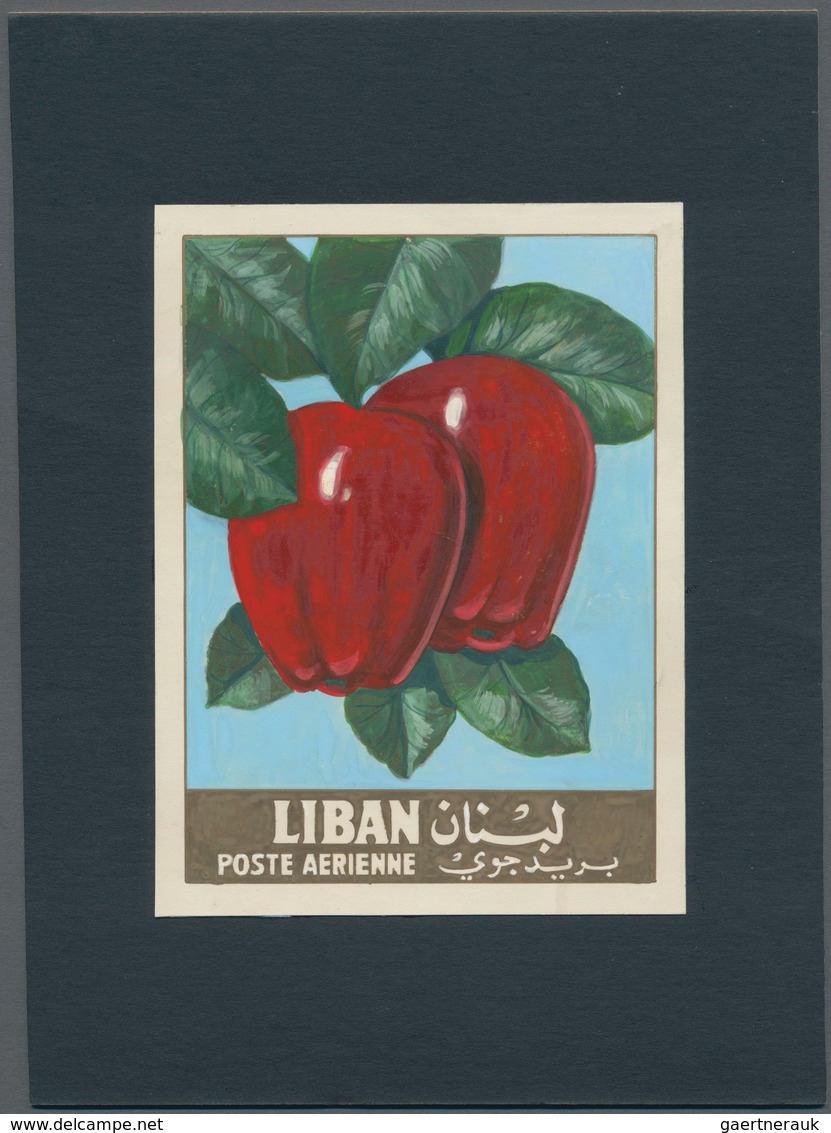 Thematik: Flora-Obst + Früchte / Flora-fruits: 1962, Libanon, Issue Fruit, Artist Drawing(100x134)ap - Obst & Früchte