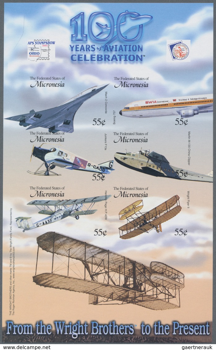 Thematik: Flugzeuge, Luftfahrt / Airoplanes, Aviation: 2003, MICRONESIA: 100 Years Of Aviation Celeb - Vliegtuigen