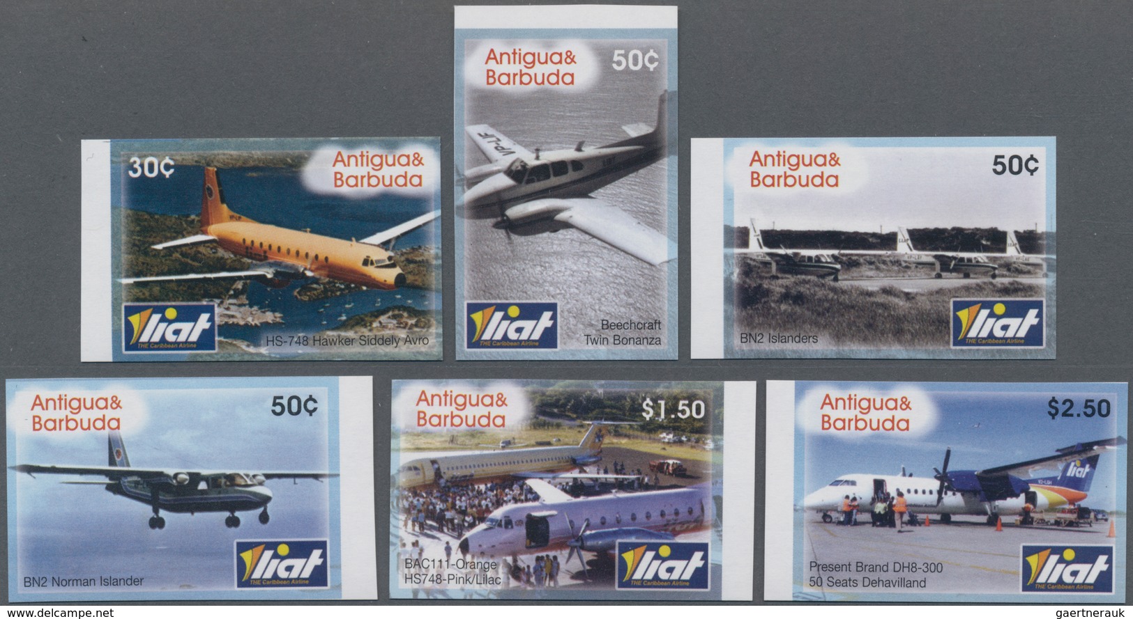 Thematik: Flugzeuge, Luftfahrt / Airoplanes, Aviation: 2006, ANTIGUA & BARBUDA: 50 Years Leeward Isl - Vliegtuigen