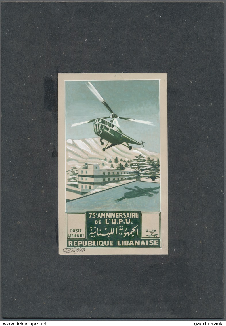 Thematik: Flugzeuge-Hubschrauber / Airplanes-helicopter: 1949, Libanon, Issue 75 Years UPU, Artist D - Vliegtuigen