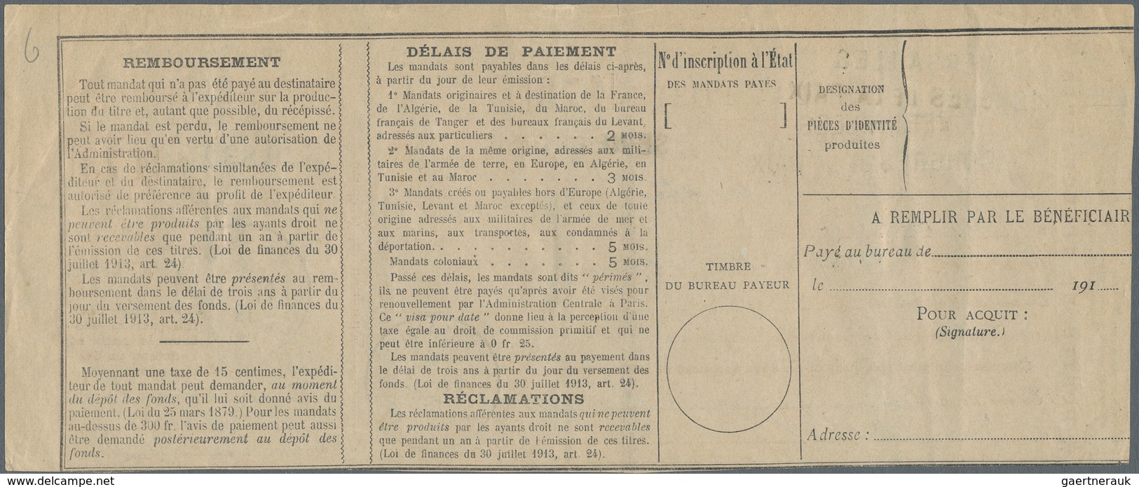 Thematik: Frieden / Peace: 1919, France. Used Postal Money Order Bearing Twice Two Line "Versailles - Unclassified