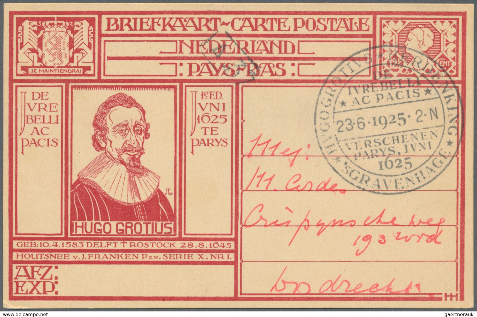 Thematik: Frieden / Peace: 1925, The Netherlands. Lot Of 2 Different Covers And 1 Special Postal Car - Ohne Zuordnung