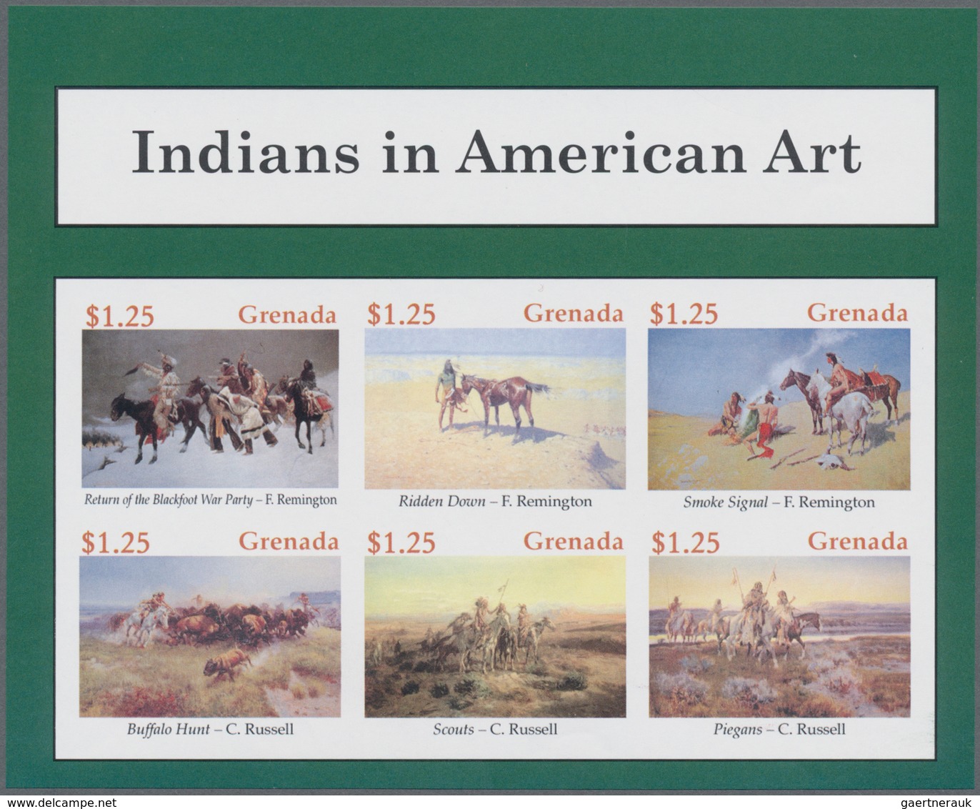 Thematik: Indianer / Native American: 2004, GRENADA: Indians In American Art Complete Set Of Six Wit - Ohne Zuordnung