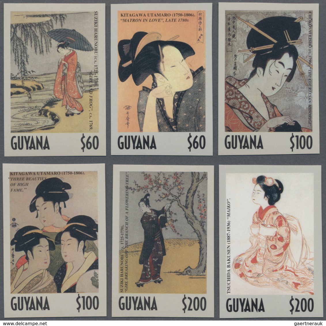 Thematik: Kunst / Art: 2001, GUYANA: International Stamp Exhibition Philanippon Complete IMPERFORATE - Sonstige & Ohne Zuordnung