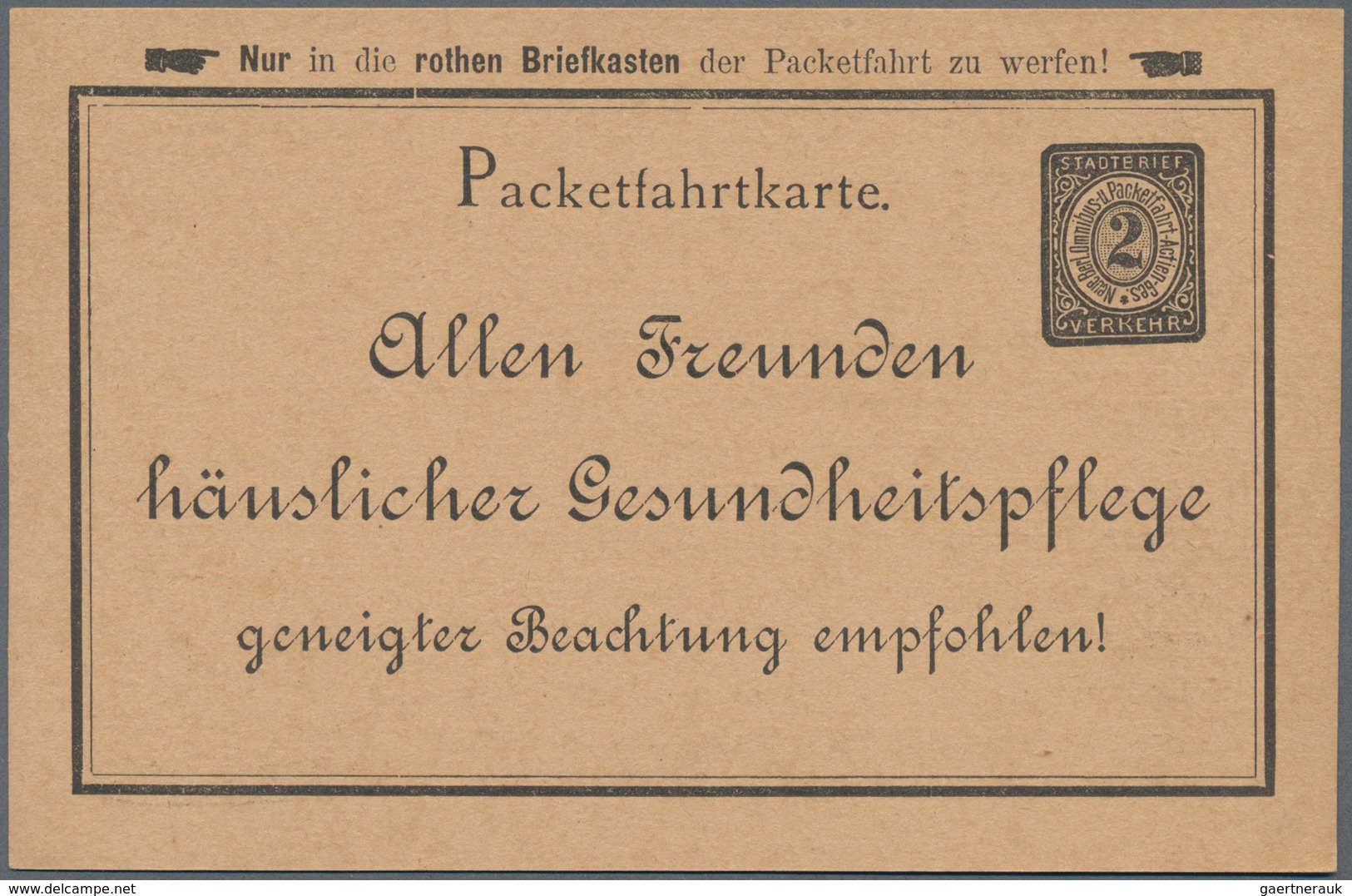 Thematik: Medizin, Gesundheit / Medicine, Health: 1895 (ca.), German Reich. Private Postcard 2pf Pac - Geneeskunde