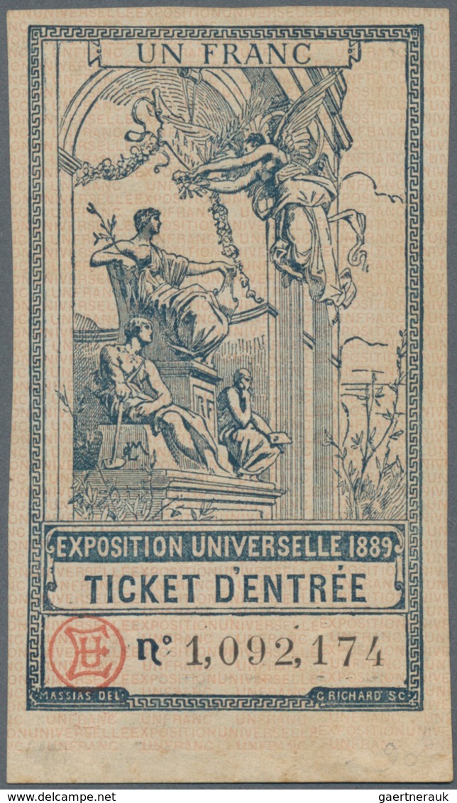 Thematik: Messen-Weltausstellungen / Fairs, World Exhibitions: 1889, Ticket For Entrance To "EXPOSIT - Andere & Zonder Classificatie