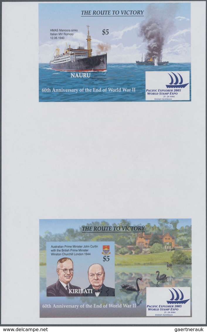 Thematik: Militär / Military: 2005, NAURU And KIRIBATI: 60 Years End Of WWII Vertical Pair Of Two Di - Militaria