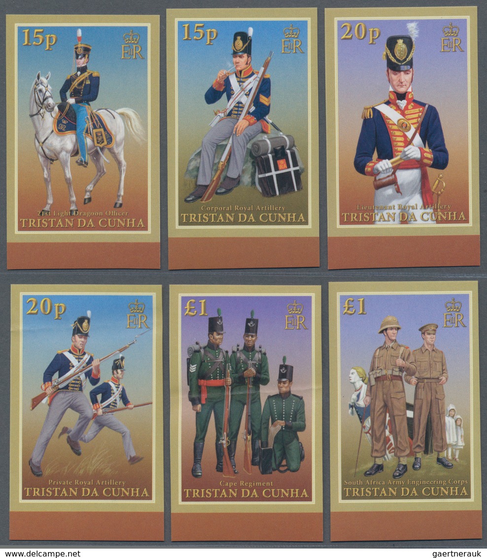 Thematik: Militär / Military: 2008, TRISTAN DA CUNHA: Military Uniforms Complete IMPERFORATE Set Of - Militaria