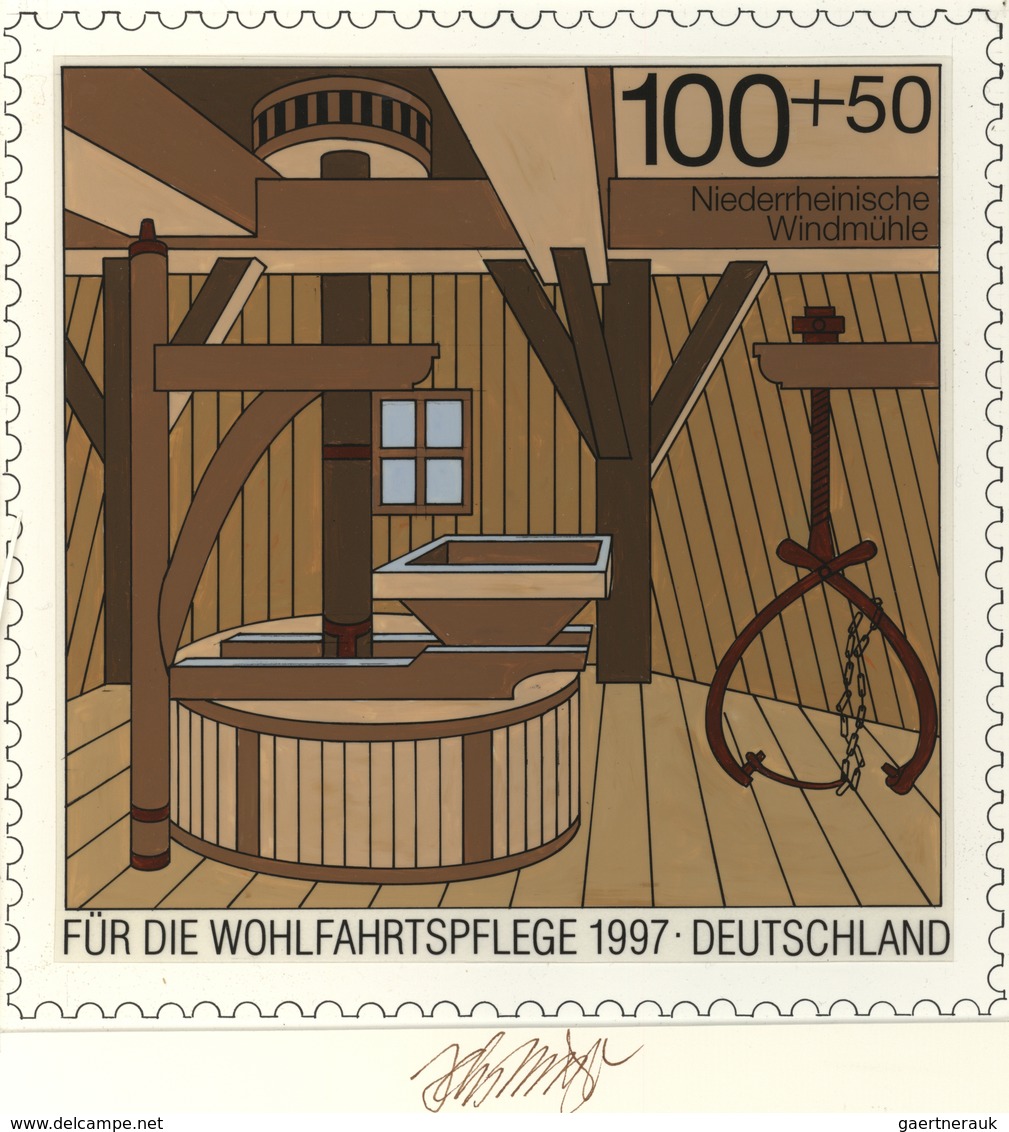 Thematik: Mühlen / Mills: 1997, Bund, Nicht Angenommener Künstlerentwurf (21,5x21,5) Von Prof. H.Sch - Windmills