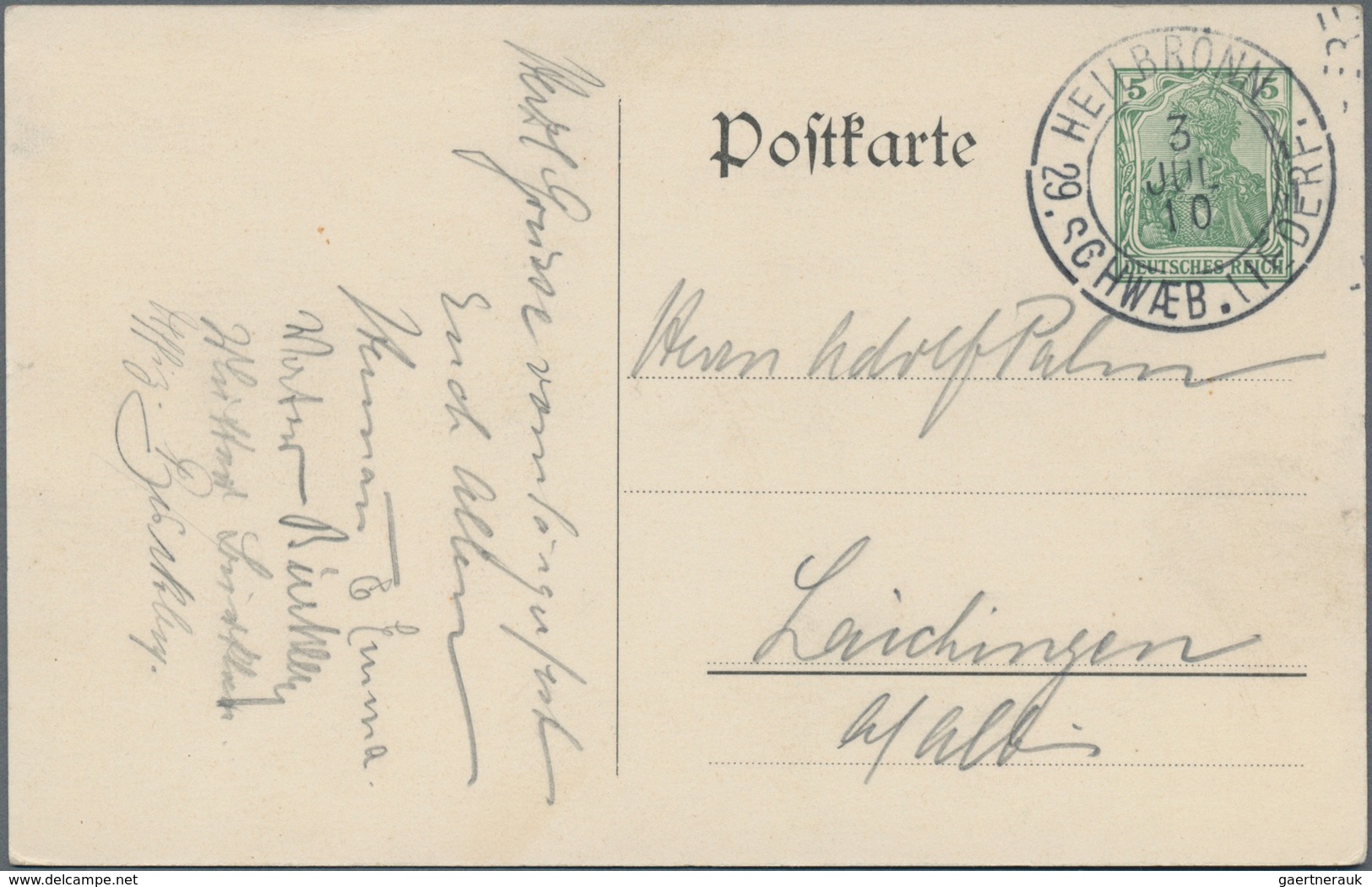 Thematik: Musik / Music: 1910, German Reich. Private Postcard 5p Germania "29tes Allgemeines Liederf - Music
