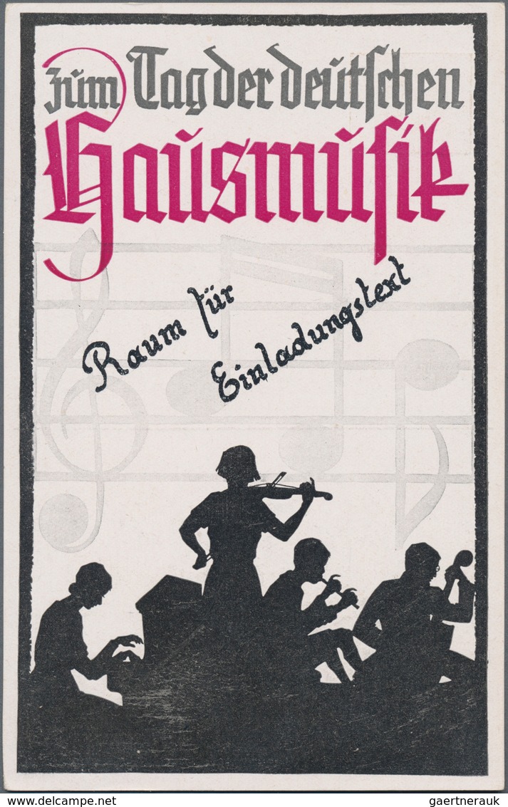 Thematik: Musik / Music: 1937 (ca.), German Reich. Lot Of 2 Private Postcards 3p Hindenburg "Zum Tag - Muziek