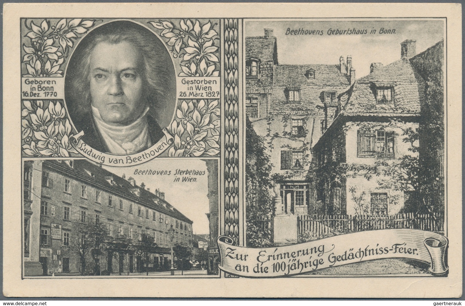 Thematik: Musik-Komponisten / Music-composers: 1927, German Reich. Private Postcard 5p Schiller "On - Muziek