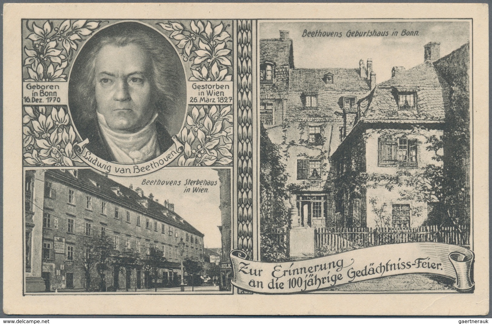 Thematik: Musik-Komponisten / Music-composers: 1927, German Reich. Private Postcard 5p Schiller "On - Musik