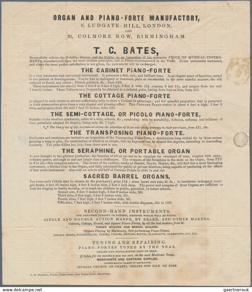 Thematik: Musik-Musikinstrumente / Music Instruments: 1840, Great Britain. Mulready 1d Inside With A - Musik