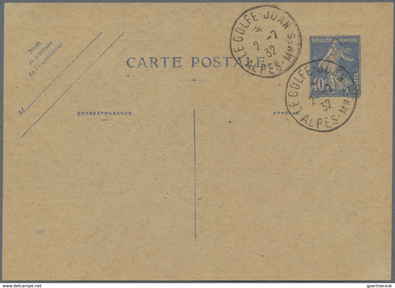 Thematik: Napoleon: 1932, France. Postcard 40c Blue Semeuse With Reverse Illustration "The Route Of - Napoleon