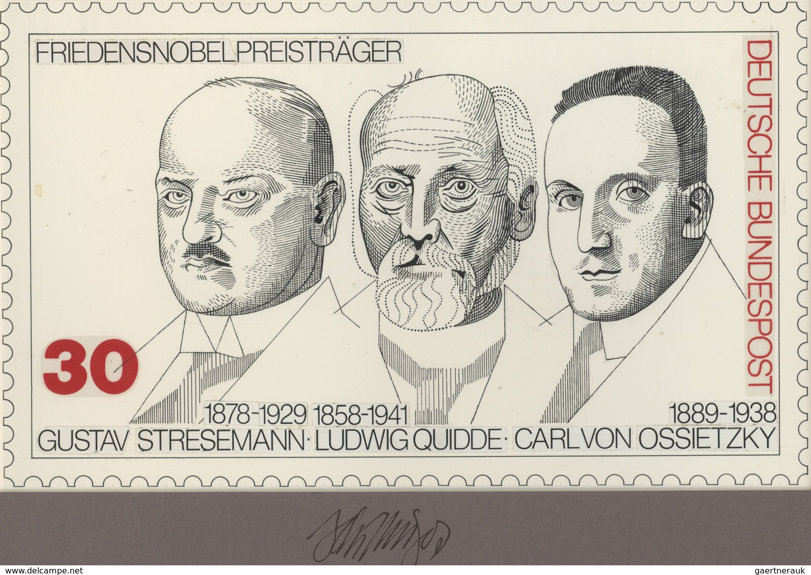 Thematik: Nobelpreis / Nobel Prize: 1975, Bund, Nicht Angenommener Künstlerentwurf (26,0x15,5) Von P - Sonstige & Ohne Zuordnung