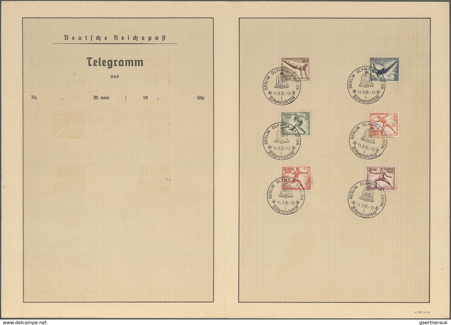 Thematik: Olympische Spiele / Olympic Games: 1936, German Reich. Ornamental Telegram "XI. Olympische - Andere & Zonder Classificatie