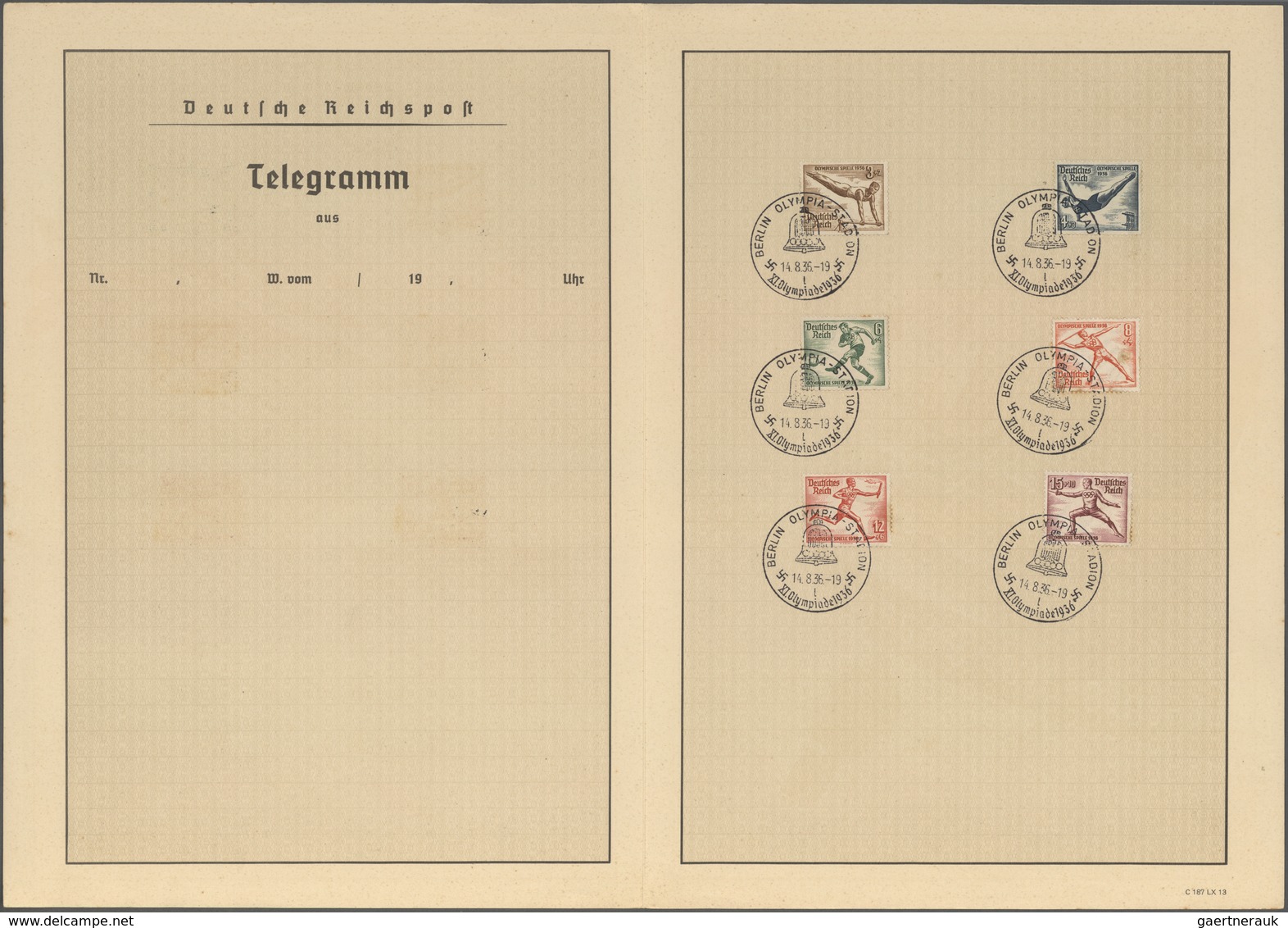 Thematik: Olympische Spiele / Olympic Games: 1936, German Reich. Ornamental Telegram "XI. Olympische - Other & Unclassified