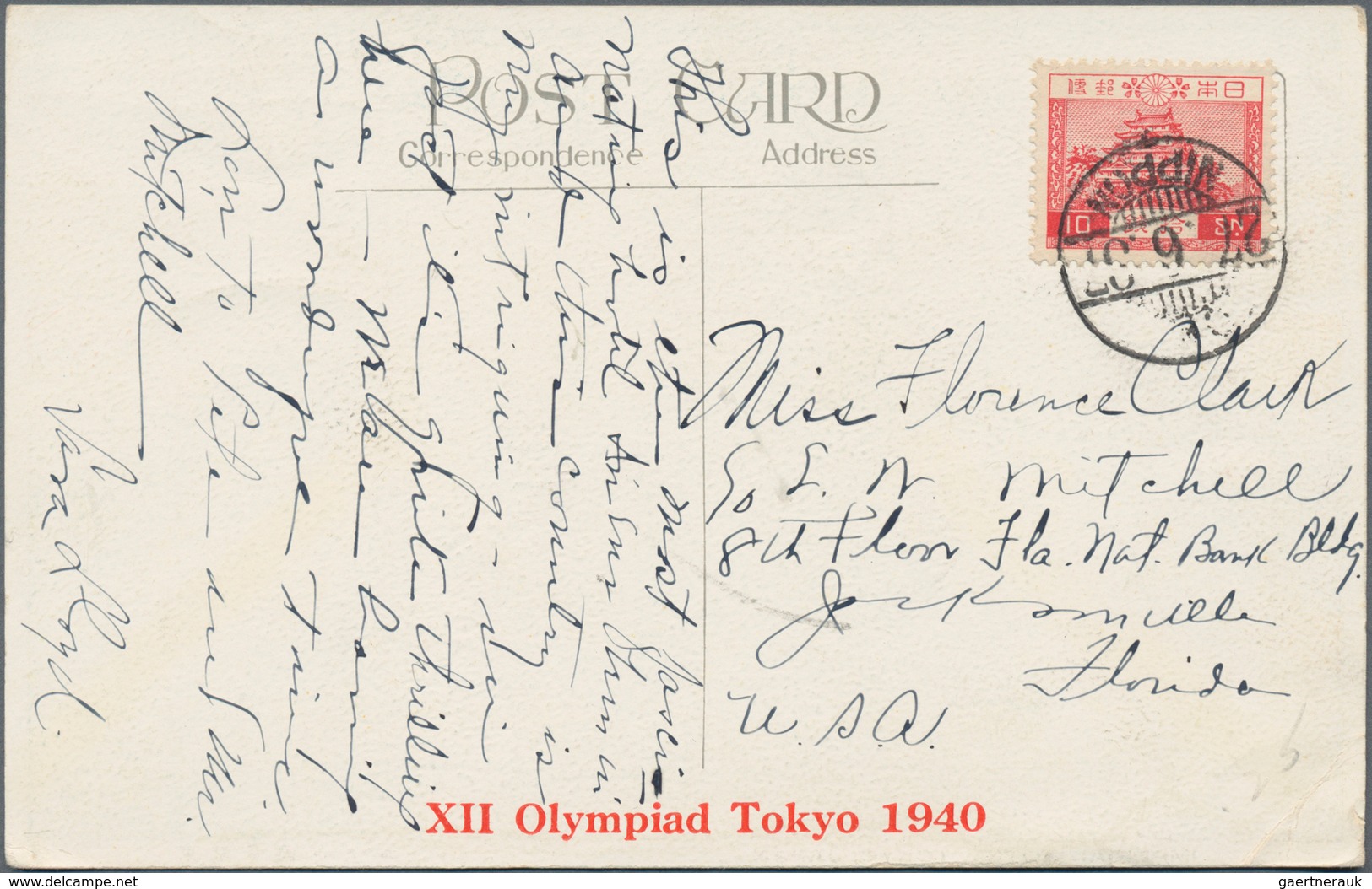 Thematik: Olympische Spiele / Olympic Games: 1937, Red Horizontal Imprint "XII Olympiad Tokyo 1940" - Andere & Zonder Classificatie