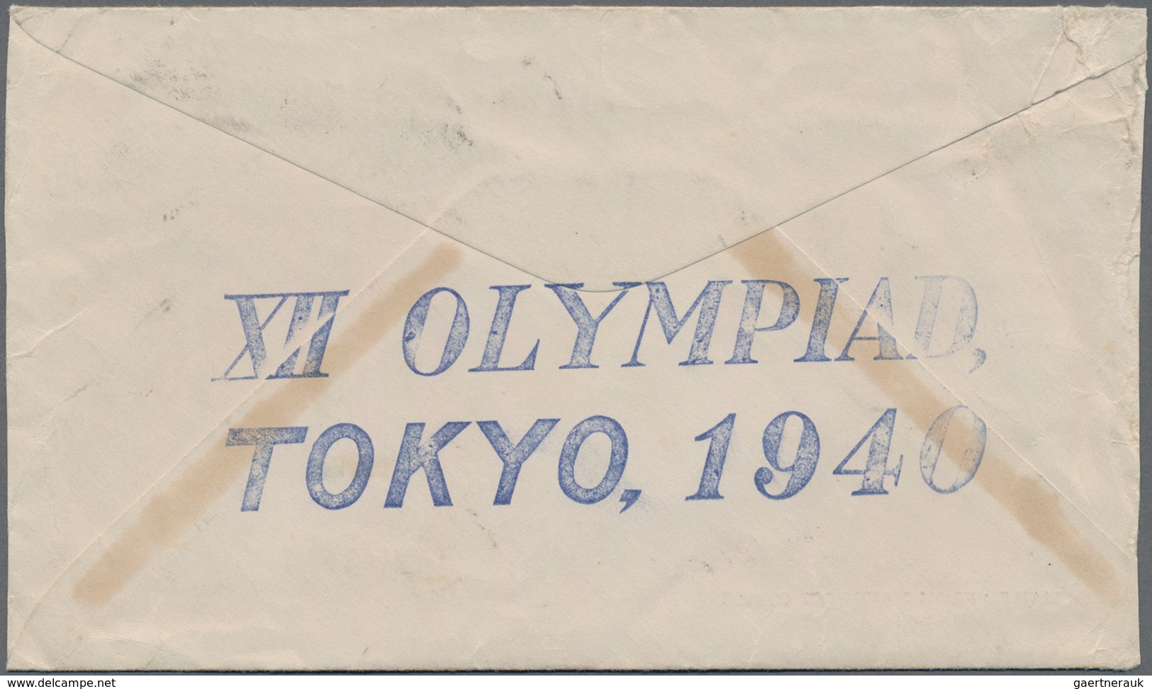 Thematik: Olympische Spiele / Olympic Games: 1937, "XII Olympiad / Tokyo, 1940" Large Blue Handstamp - Andere & Zonder Classificatie