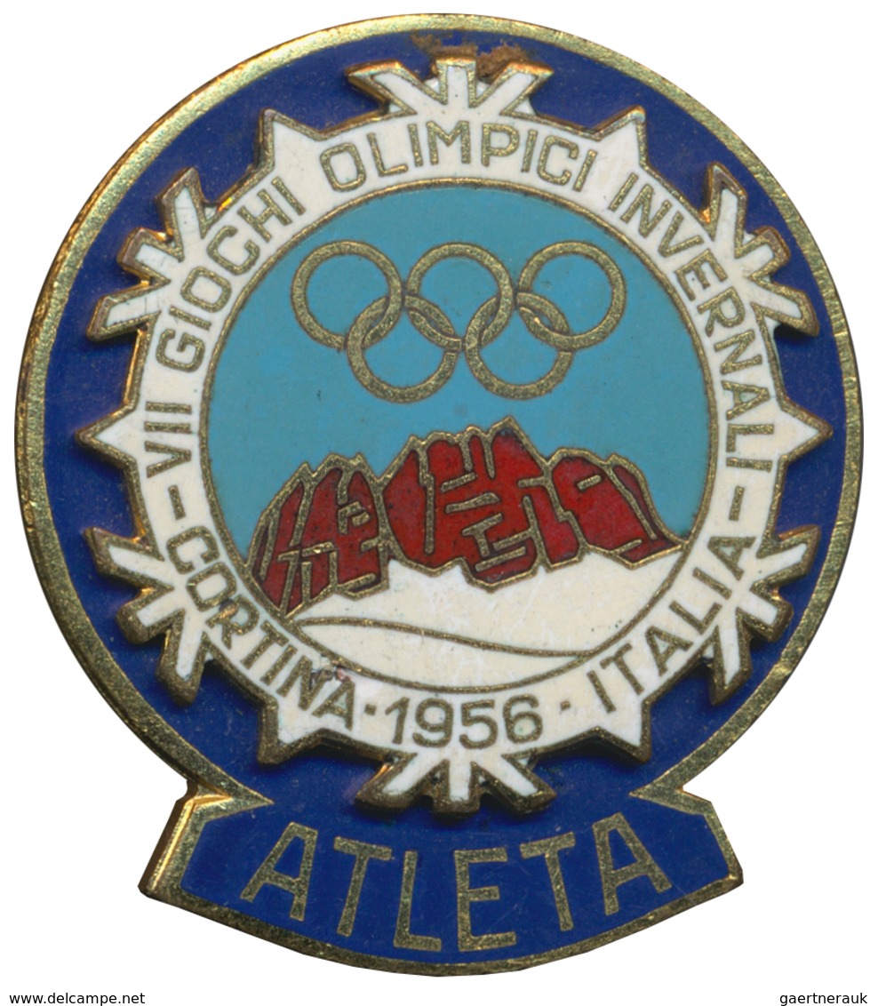 Thematik: Olympische Spiele / Olympic Games: 1956, Italy For Cortina 1956. Metal Participant Badge A - Andere & Zonder Classificatie