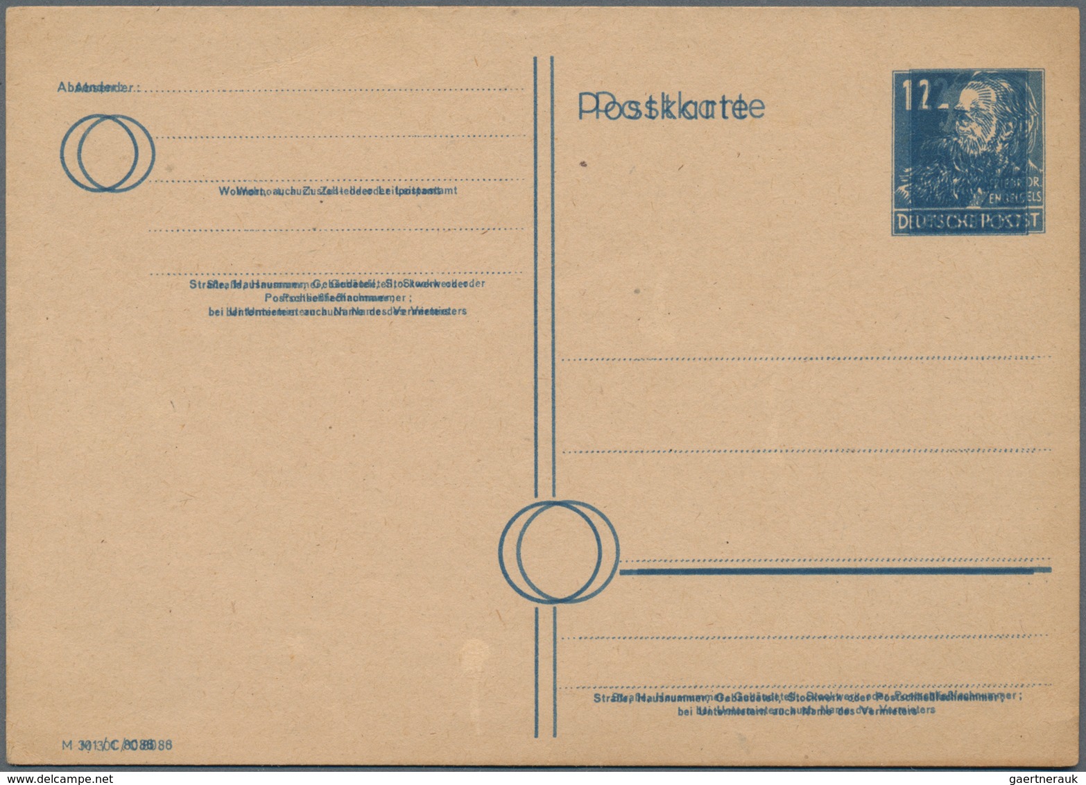 Thematik: Persönlichkeiten / Personalities: 1948, Soviet Zone. Postcard 12p Friedrich Engels With Di - Andere & Zonder Classificatie