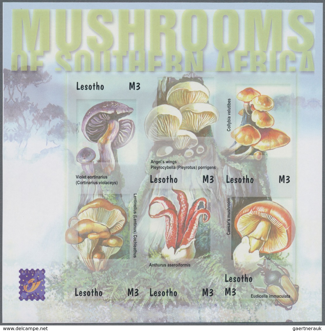 Thematik: Pilze / Mushrooms: 2001, Lesotho. Imperforate Miniature Sheet Of 6 Fo R The Complete Set " - Champignons