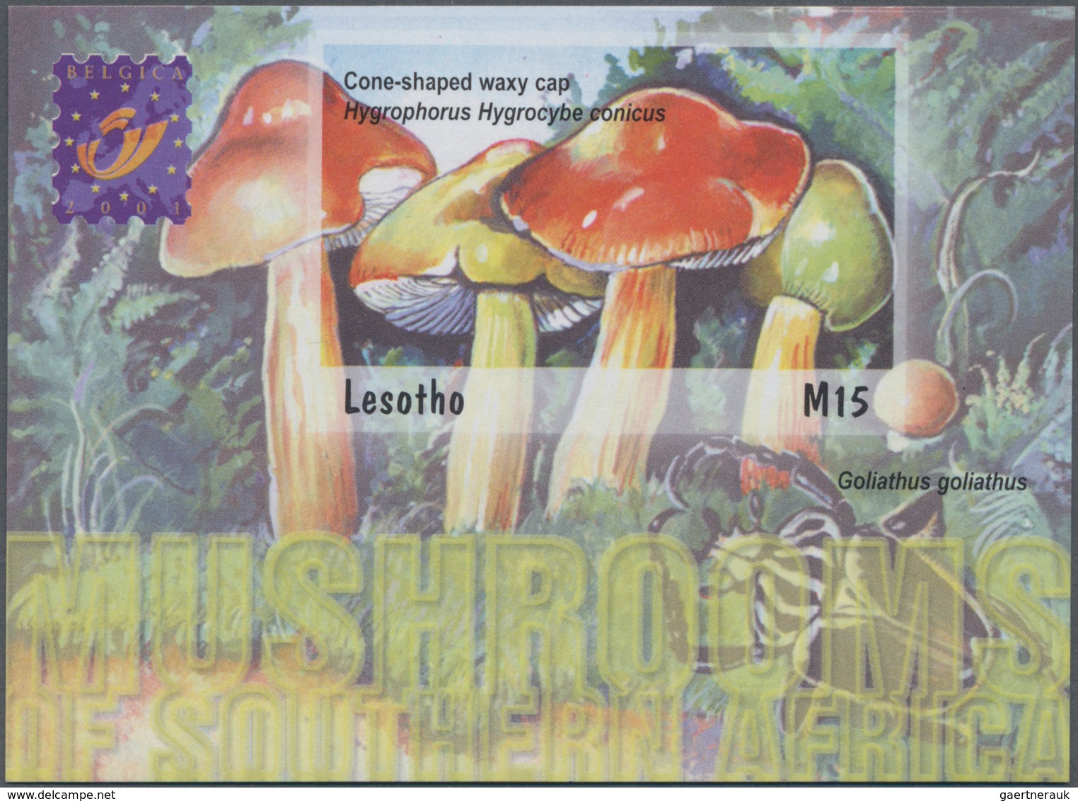 Thematik: Pilze / Mushrooms: 2001, Lesotho. Imperforate Souvenir Sheet (1 Value) From The Issue "Mus - Paddestoelen