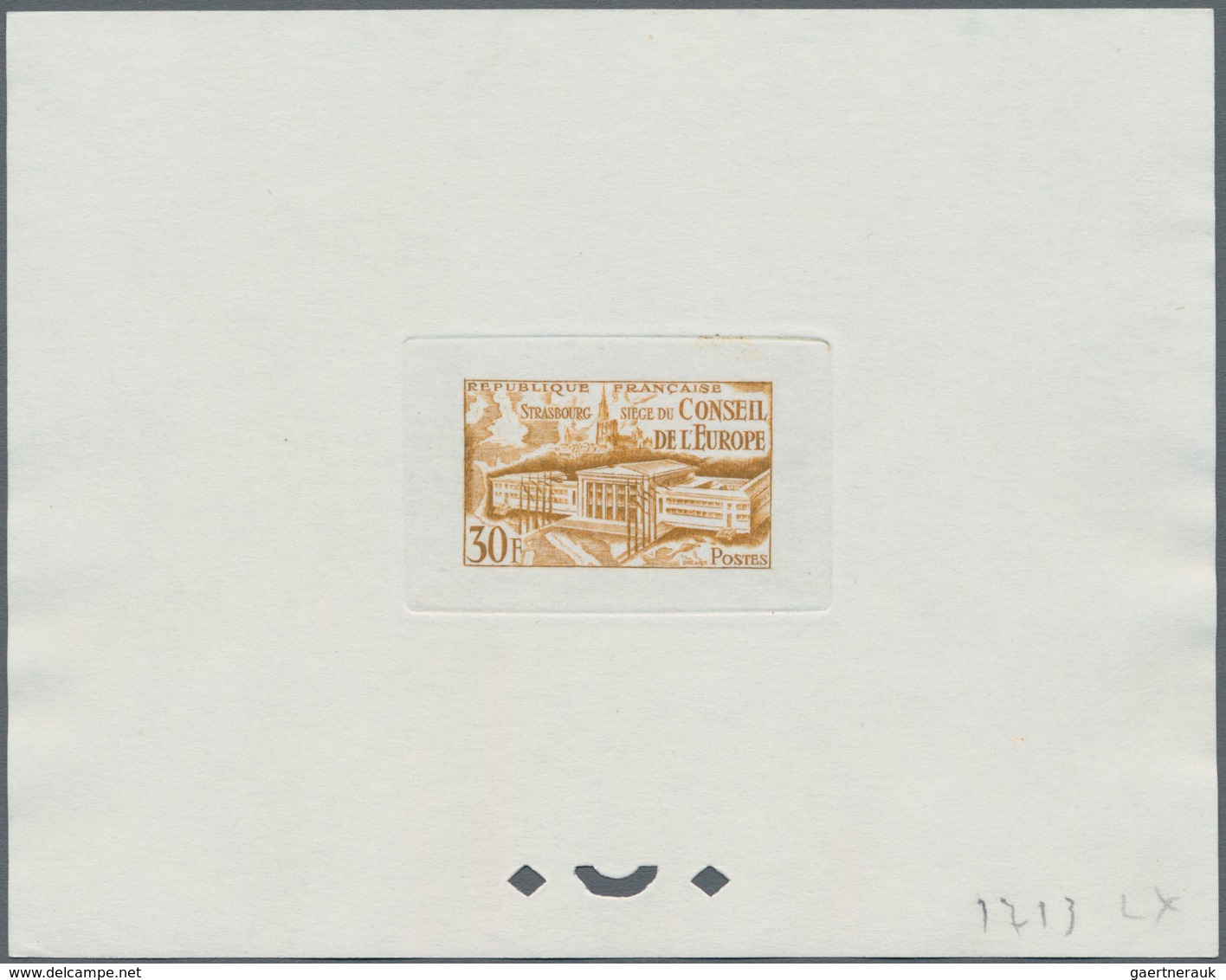 Thematik: Politik / Politics: 1952, France. Epreuve D'atelier In Light Brown For The 30fr Stamp "Cou - Ohne Zuordnung