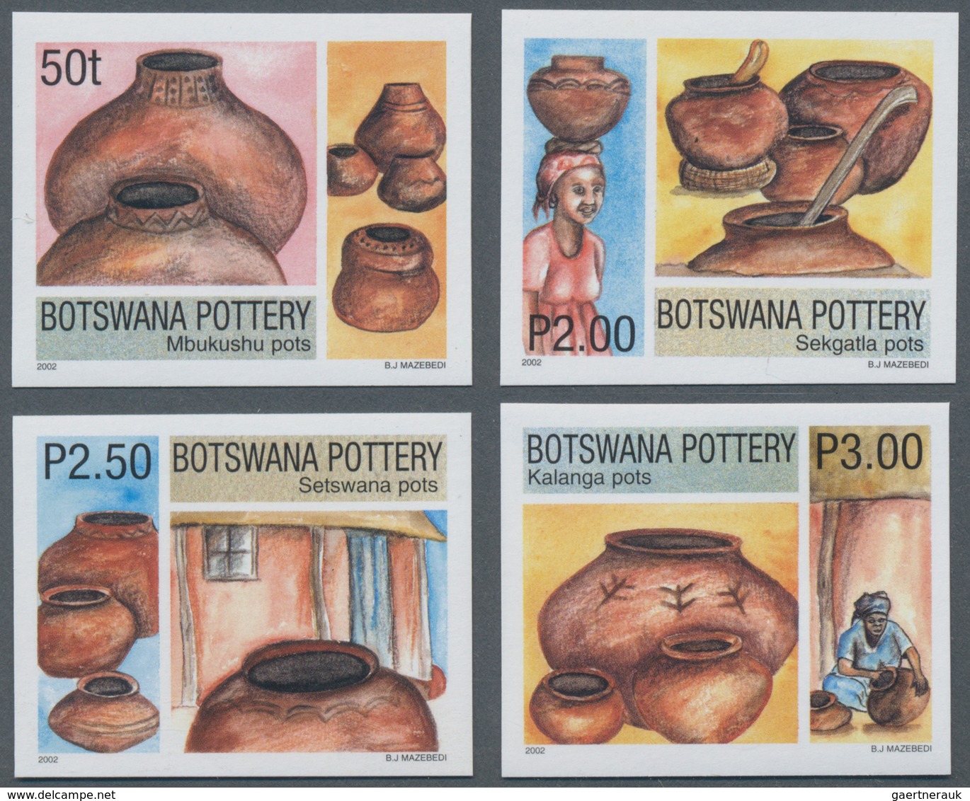 Thematik: Porzellan-Keramik / Porcelain-ceramics: 2002, Botswana. Complete Set "Pottery" (4 Values) - Porzellan