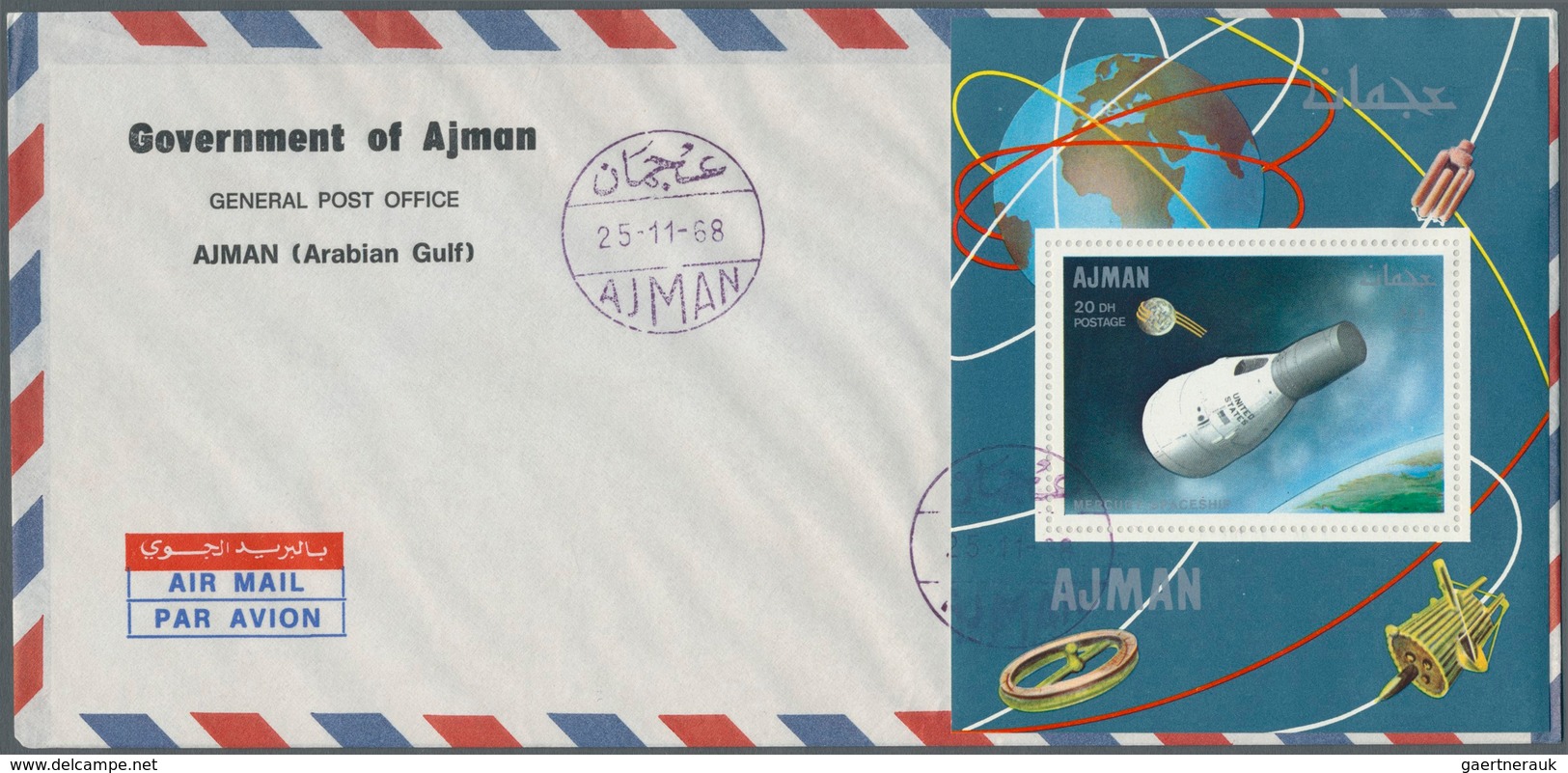 Thematik: Raumfahrt / astronautics: 1968, Apollo 7, 5dh. to 15r., complete set each as de luxe sheet
