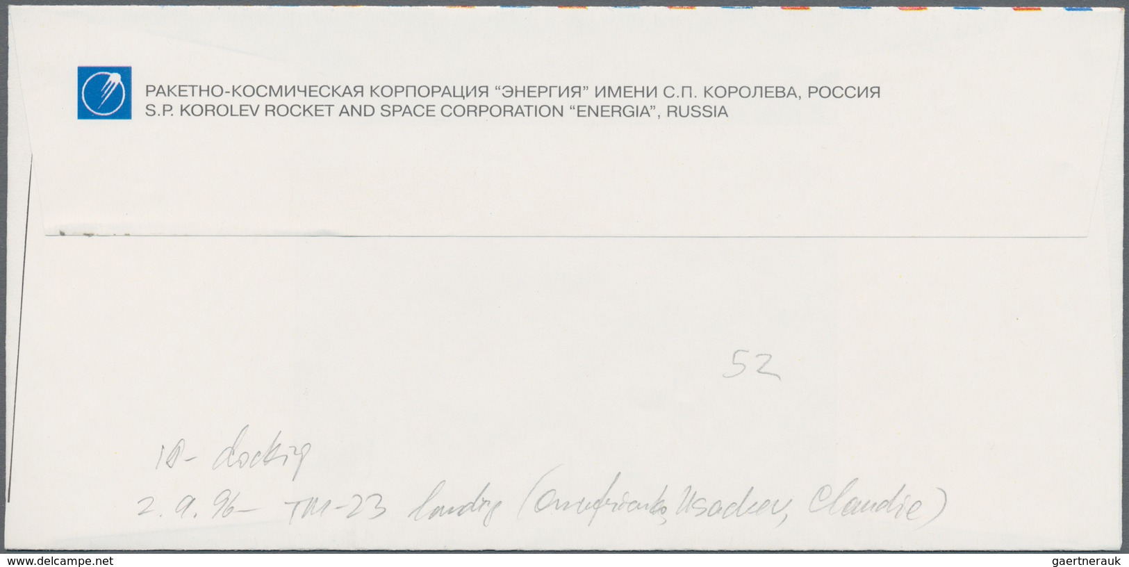 Thematik: Raumfahrt / Astronautics: 1996. Soyuz TM-24. Decorative Envelope "50 Anniverary RKK Energi - Sonstige & Ohne Zuordnung