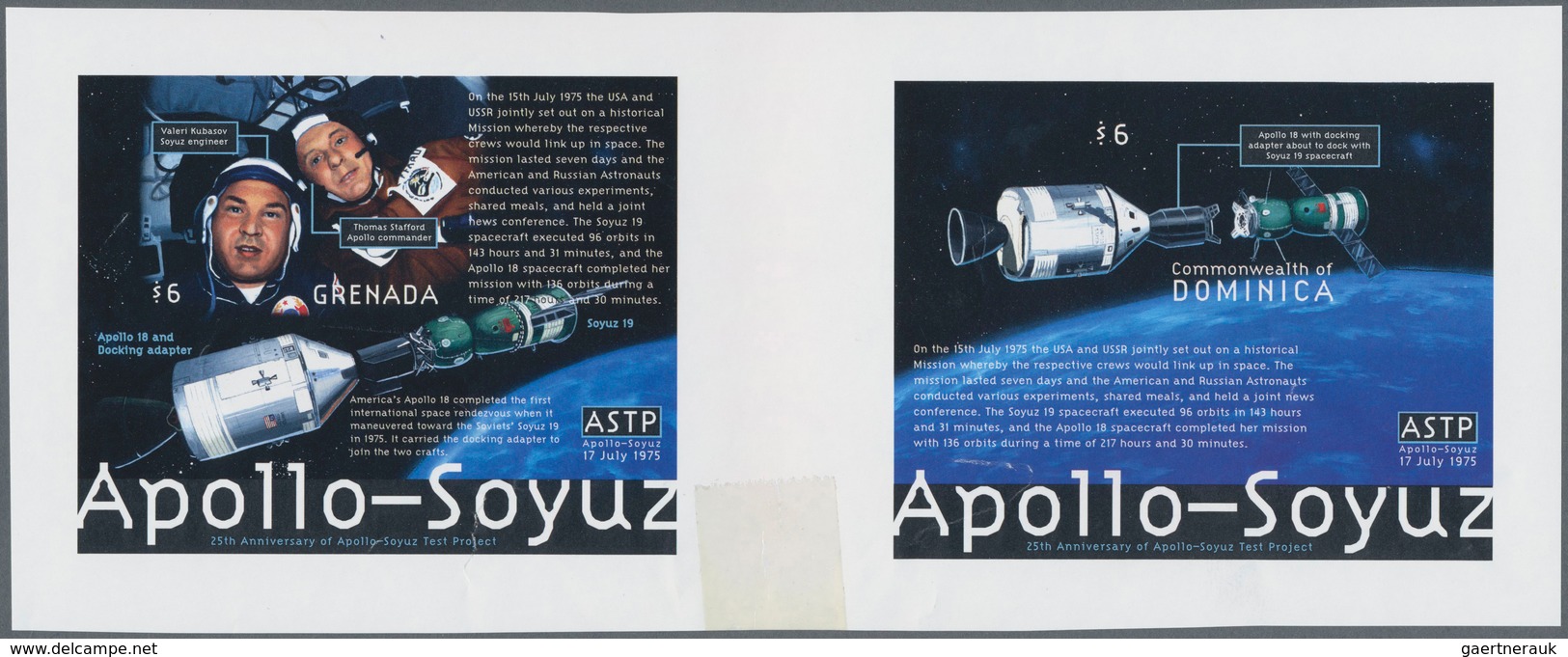 Thematik: Raumfahrt / Astronautics: 2000, GRENADA And DOMINICA: 25th Anniversary Of Apollo-Soyuz Tes - Sonstige & Ohne Zuordnung