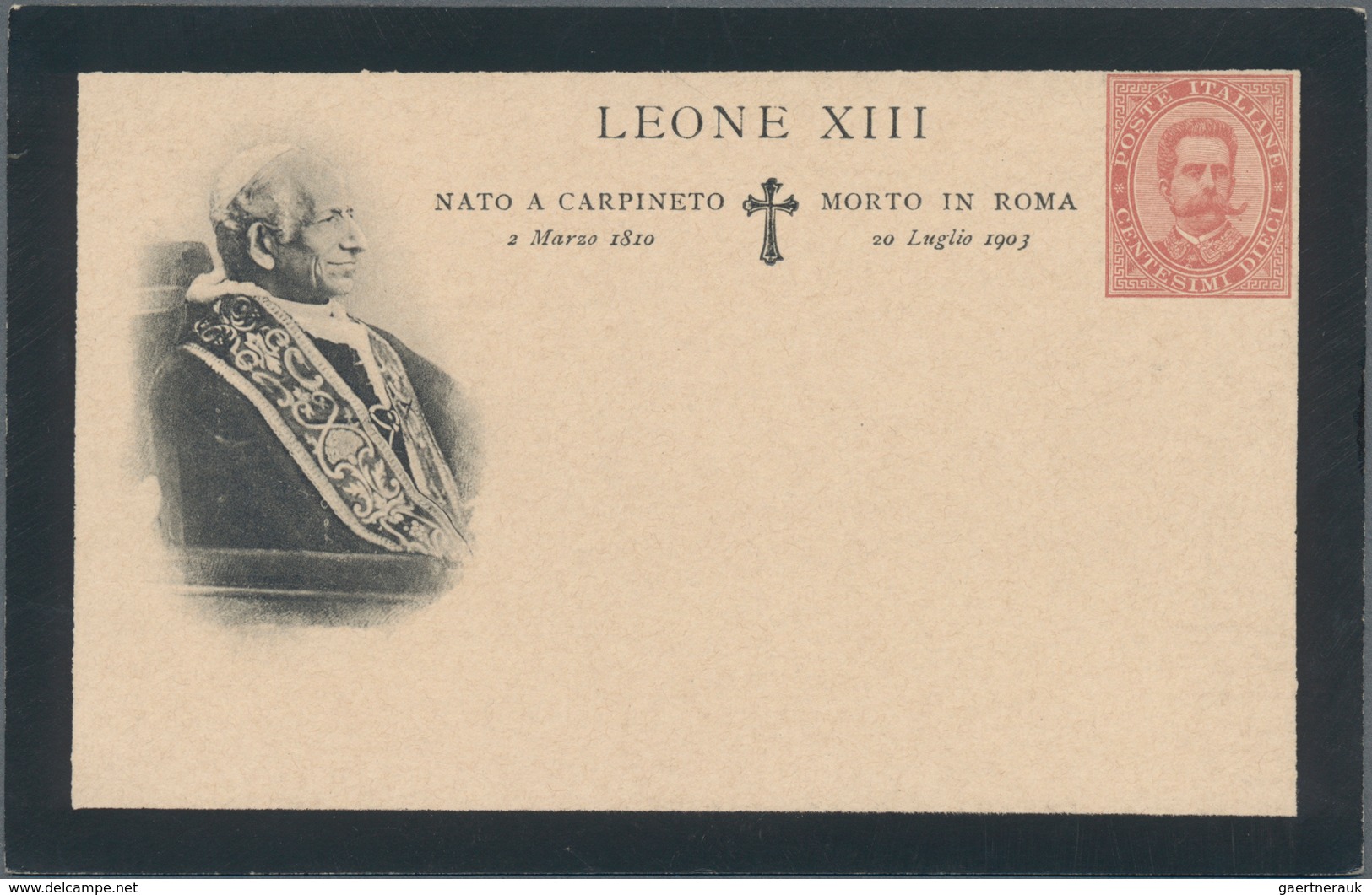 Thematik: Religion / Religion: 1903, Italy. Very Rare Private Postcard 10c Viktor Emanuel As Black B - Sonstige & Ohne Zuordnung