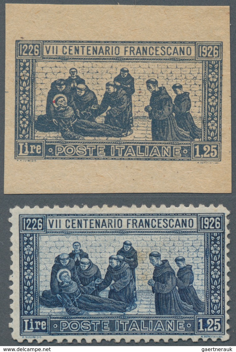 Thematik: Religion / Religion: 1926, Italy. Printer's Proof For The 1.25 L Stamp "Death Of St. Franc - Andere & Zonder Classificatie