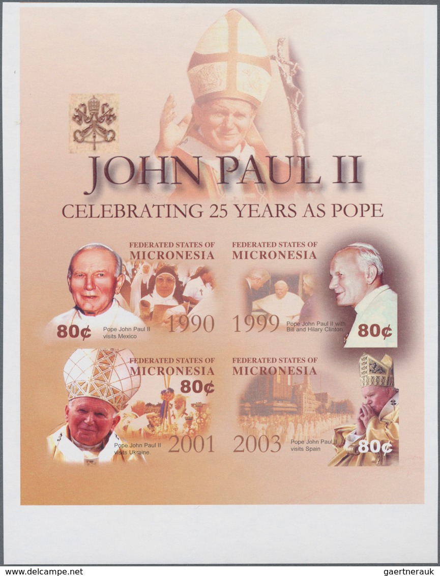 Thematik: Religion / Religion: 2004, MICRONESIA: 25 Years Pope John Paul II. Complete Set Of Four In - Other & Unclassified