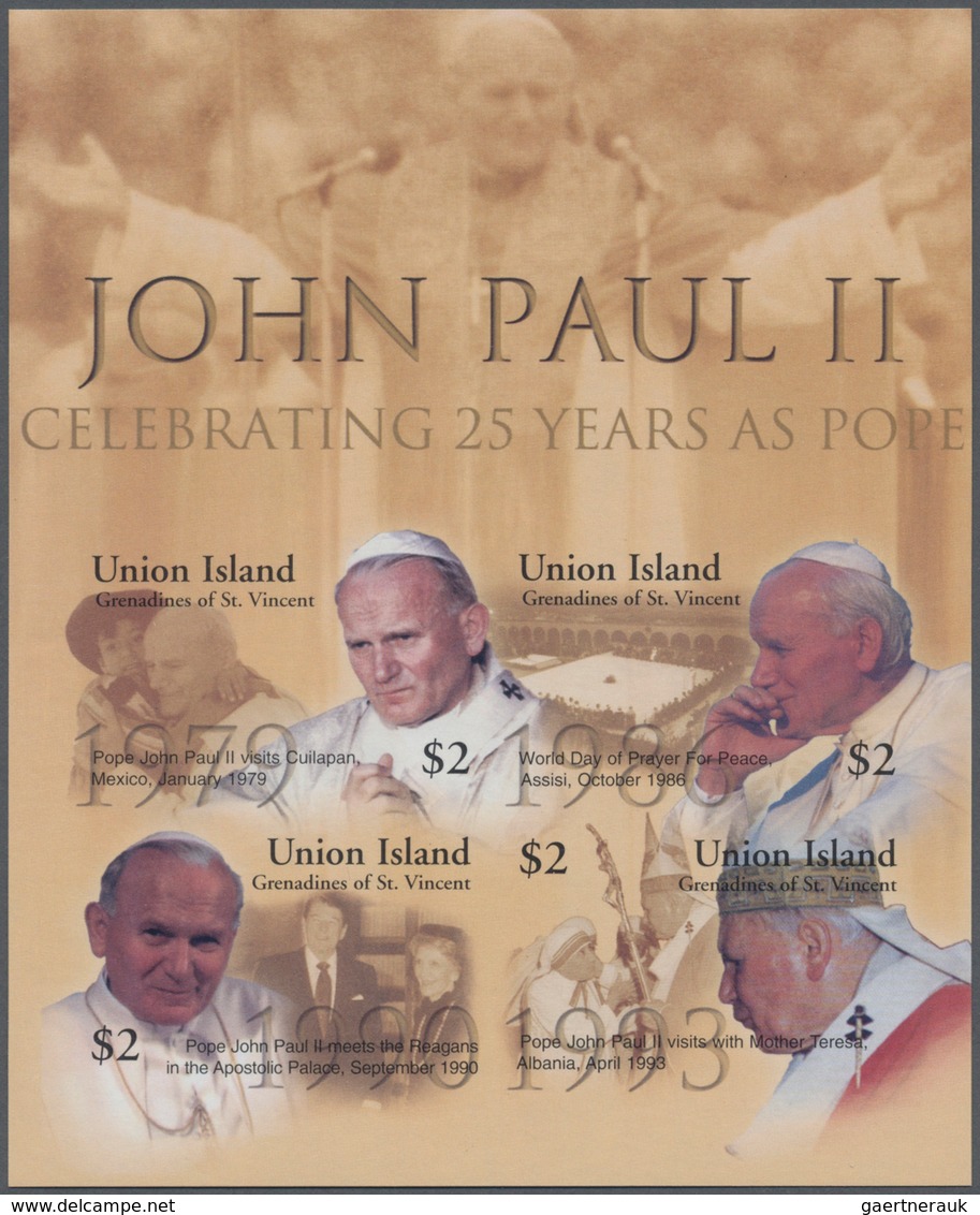 Thematik: Religion / Religion: 2005, ST. VINCENT - UNION ISLAND: 25 Years Pope John Paul II. Complet - Andere & Zonder Classificatie