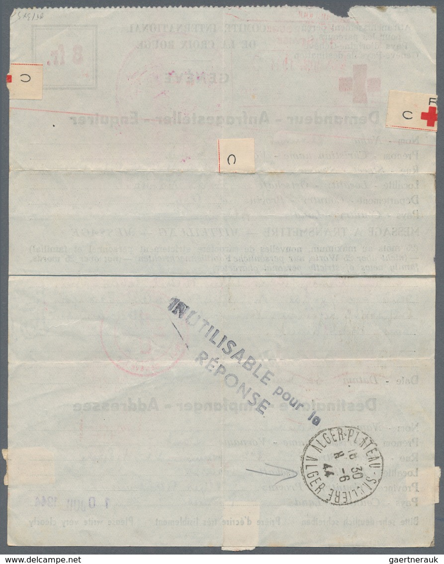 Thematik: Rotes Kreuz / Red Cross: 1943/1944. Lot Of 5 Different RED CROSS Entire Letters 8frs. All - Rotes Kreuz
