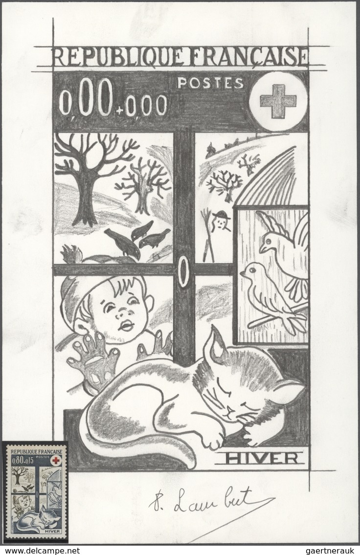 Thematik: Rotes Kreuz / Red Cross: 1974, France. Artist's Drawing For The 80c Value Of The Red Cross - Croce Rossa