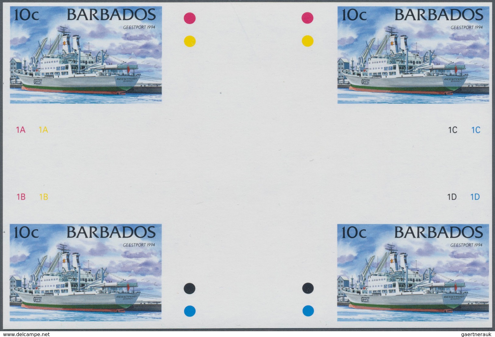 Thematik: Schiffe / Ships: 1994, Barbados. IMPERFORATE Cross Gutter Pair For The 10c Value Of The SH - Boten