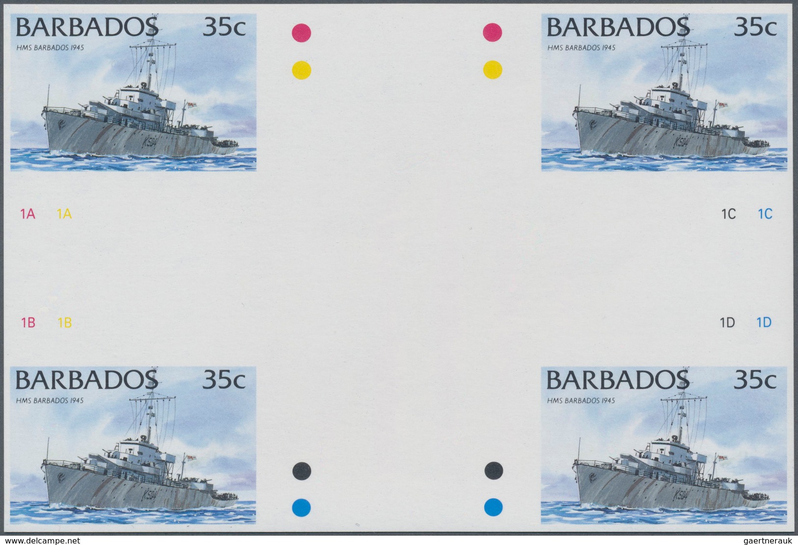 Thematik: Schiffe / Ships: 1994, Barbados. IMPERFORATE Cross Gutter Pair For The 35c Value Of The SH - Schiffe