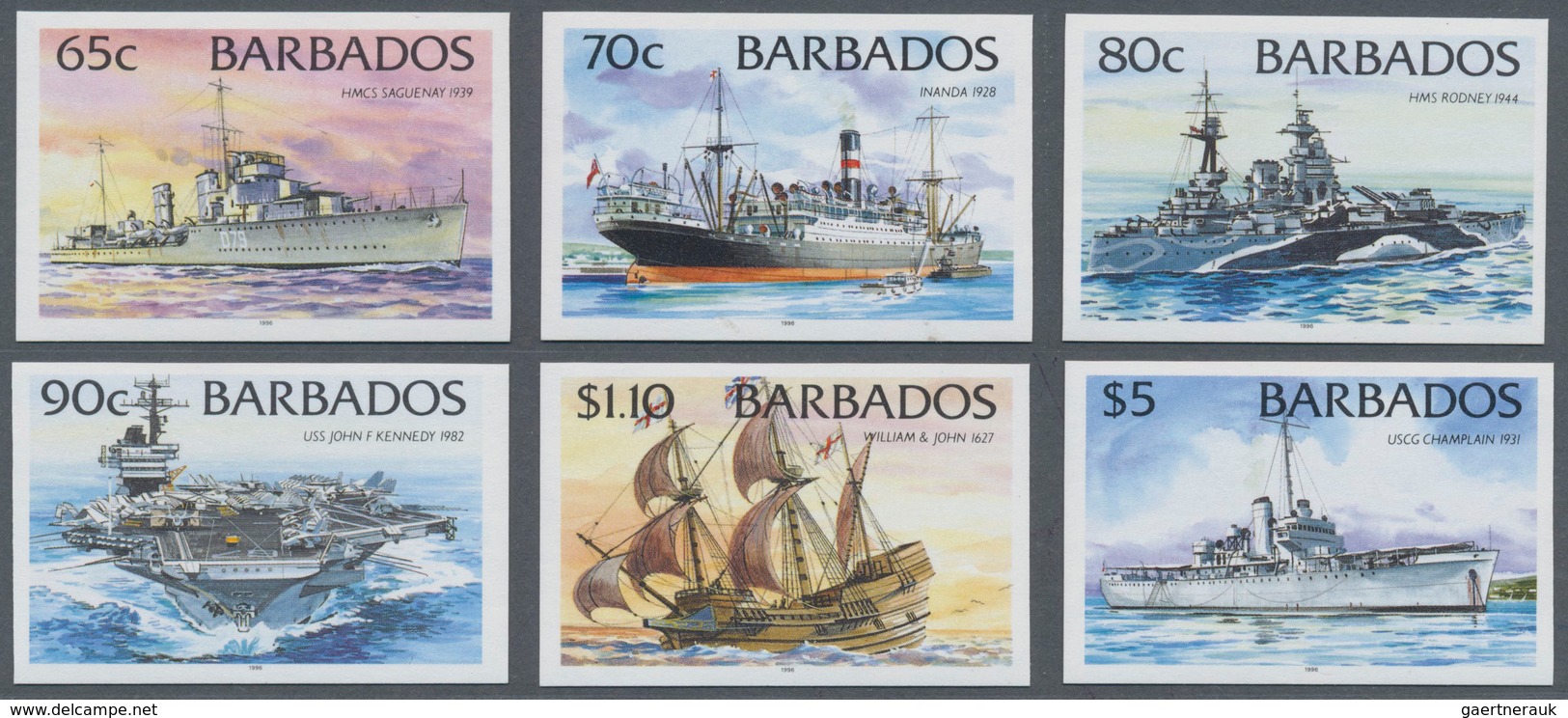 Thematik: Schiffe / Ships: 1996, Barbados. Complete Definitives Set "Ships" (12 Values; With Year 19 - Boten