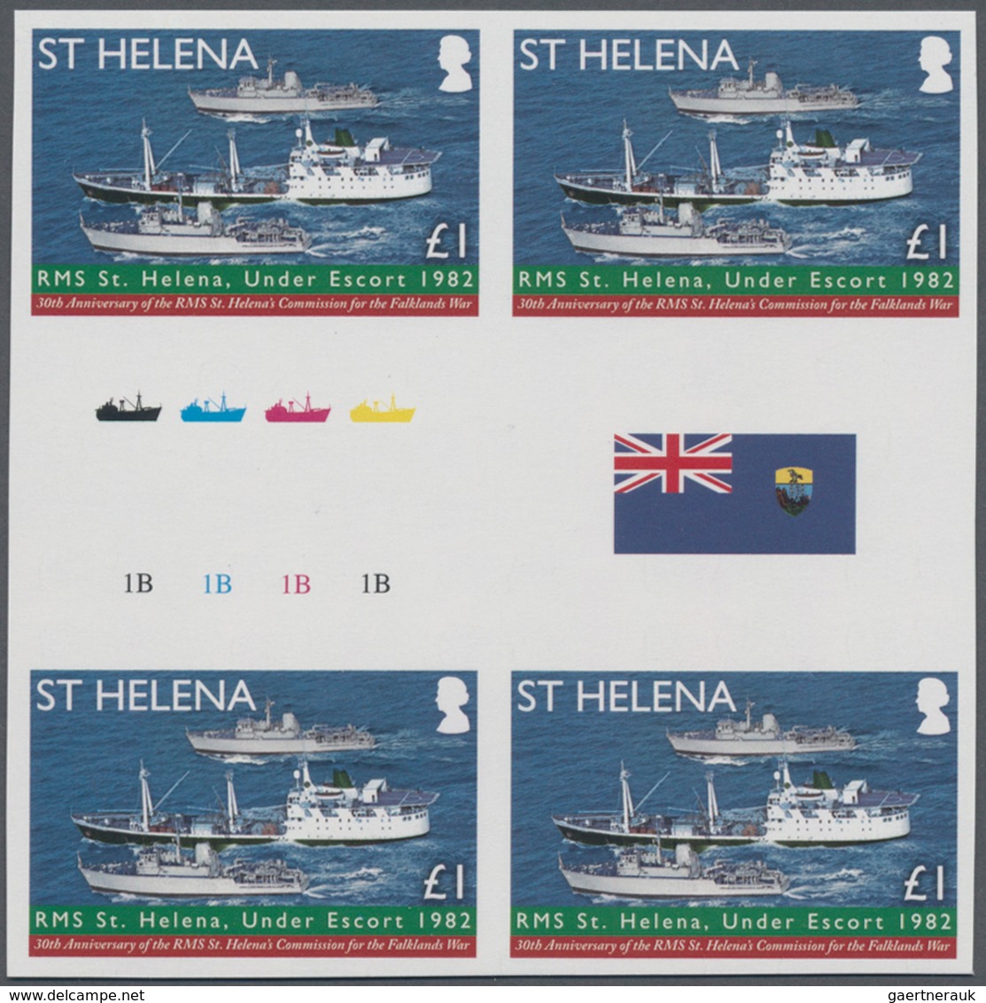 Thematik: Schiffe / Ships: 2012, ST. HELENA: RMS St. Helena Under Escort During Falkland War £1 In A - Boten