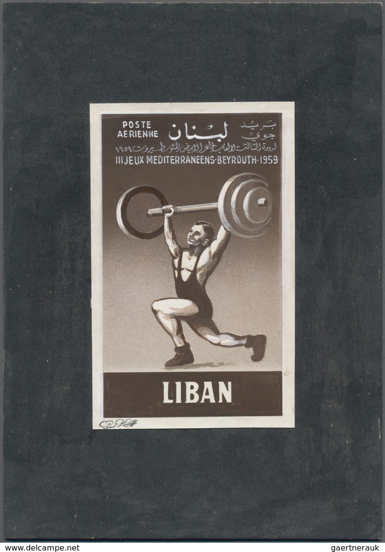 Thematik: Sport / Sport: 1959 Libanon, Issue Mediterranean Sport Games, Artist Drawing (90x145) Weig - Andere & Zonder Classificatie