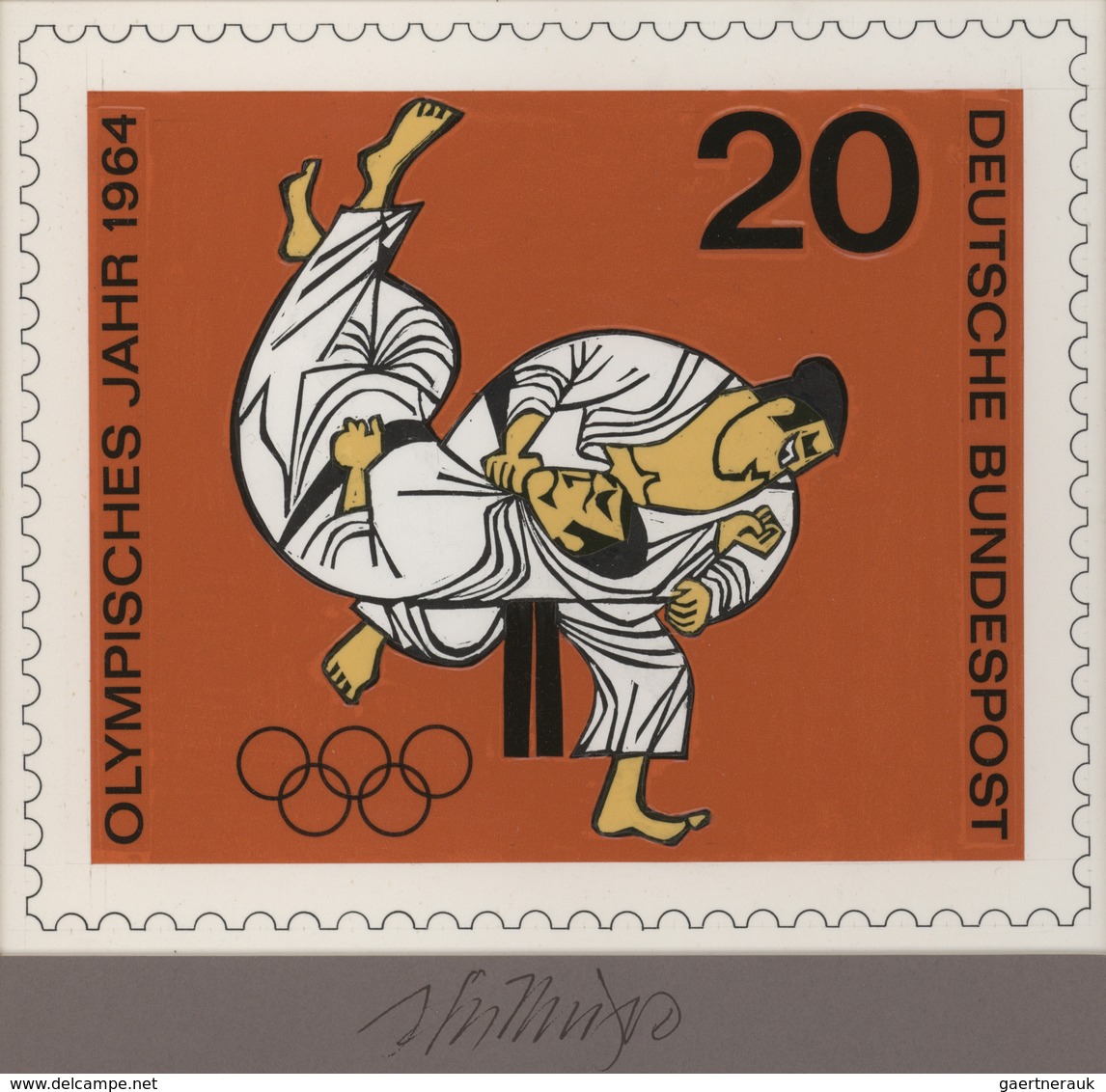 Thematik: Sport / Sport: 1964, Bund, Original-Künstlerentwurf (20x17) Von Prof. H.Schillinger Zur Au - Andere & Zonder Classificatie