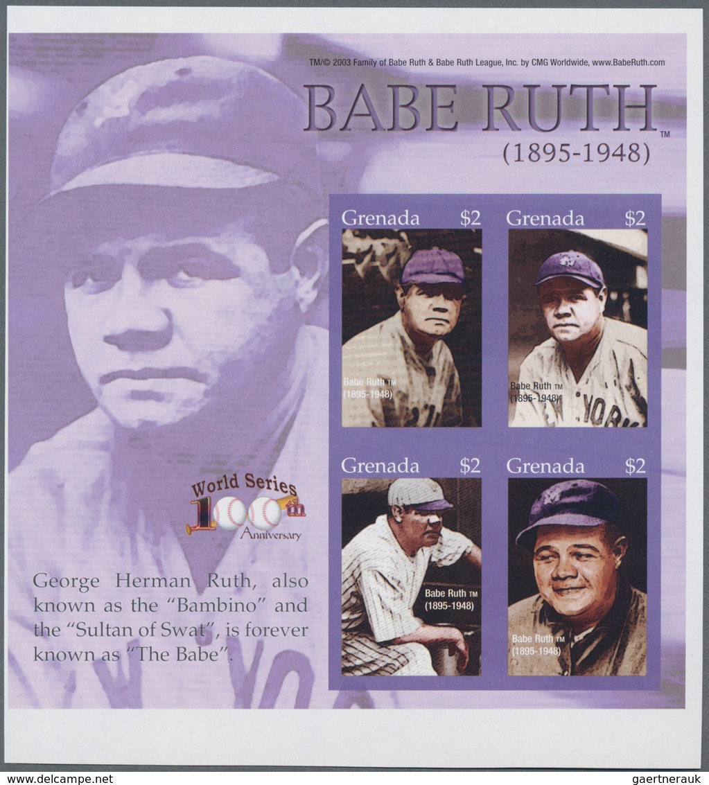 Thematik: Sport-Baseball / Sport-baseball: 2004, GRENADA: American Baseball Player 'Babe Ruth' IMPER - Baseball