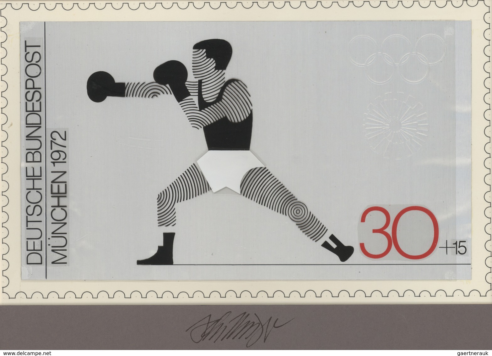 Thematik: Sport-Boxen / Sport-boxing: 1972, Bund, Nicht Angenommener Künstlerentwurf (27x16,5) Von P - Boksen