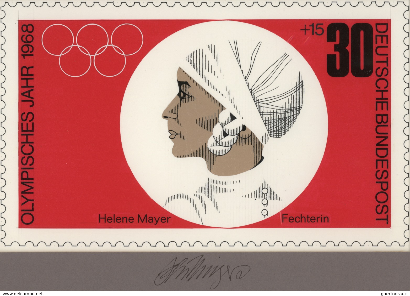 Thematik: Sport-Fechten / Sport-fencing: 1968, Bund, Nicht Angenommener Künstlerentwurf (26,5x16,5) - Schermen