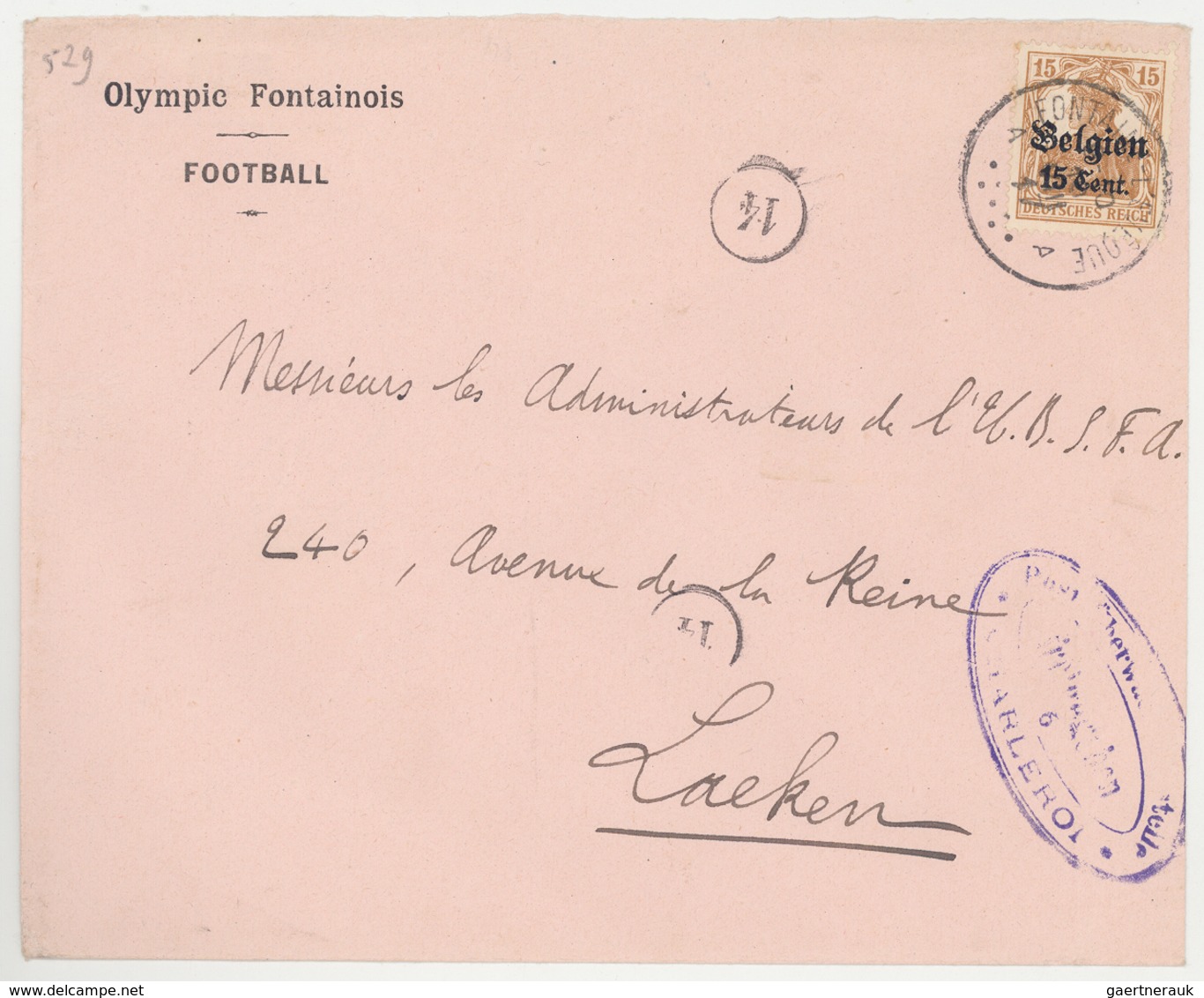Thematik: Sport-Fußball / Sport-soccer, Football: 1917, Dt. Besetzung Belgien, Vordruckbrief "Olympi - Sonstige & Ohne Zuordnung